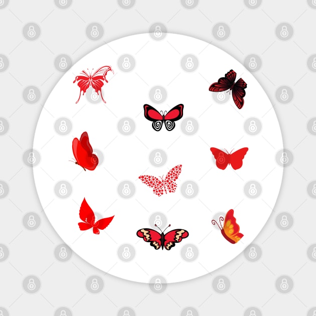 Red butterfly Magnet by Wolf Clothing Co